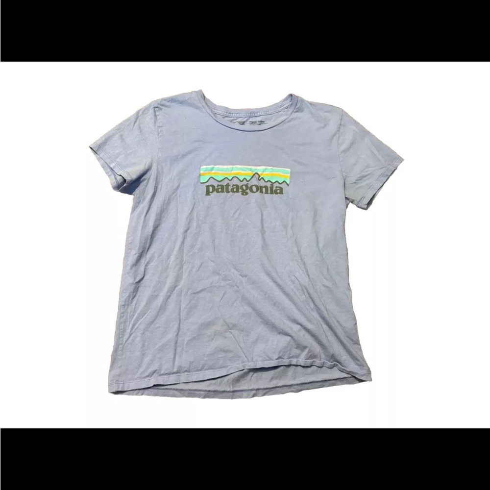 Patagonia Womens P6 Logo Organic Cotton Crewneck T Shirt Size S Purple
